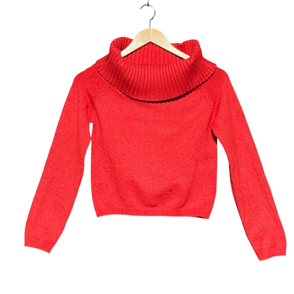 Cotton On Womens Red Cowl Neck Cropped Knit Sweater Long Sleeve Medium Soft Girl